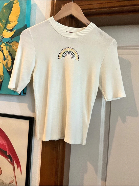 STAUD Tops - STAUD Rainbow Embroidery Cream Size Small Like New